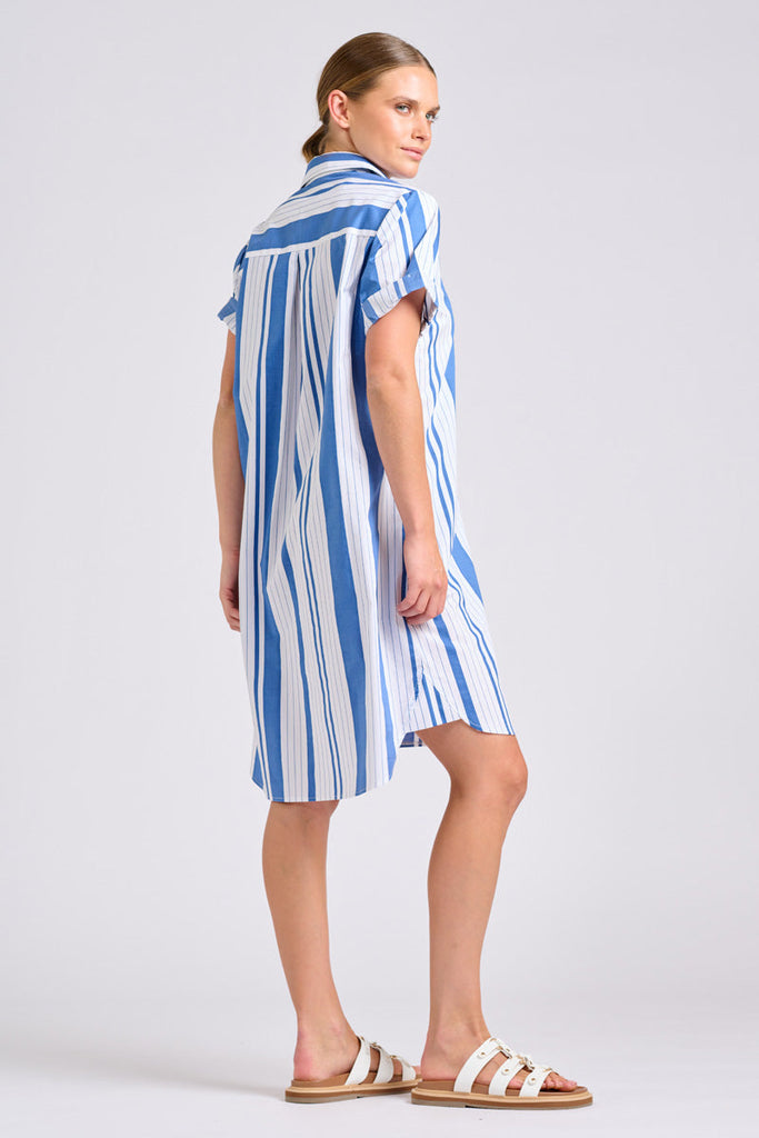 Shirty The Catie Dress - Azure Retro Stripe