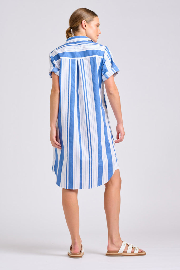 Shirty The Catie Dress - Azure Retro Stripe