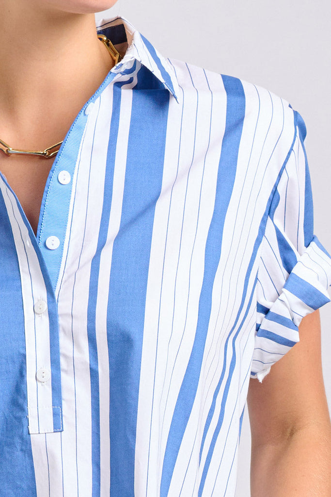 Shirty The Catie Dress - Azure Retro Stripe