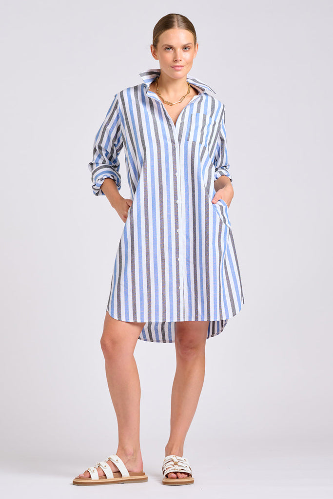 Shirty The Classic Shirt Dress - Blue Stripes