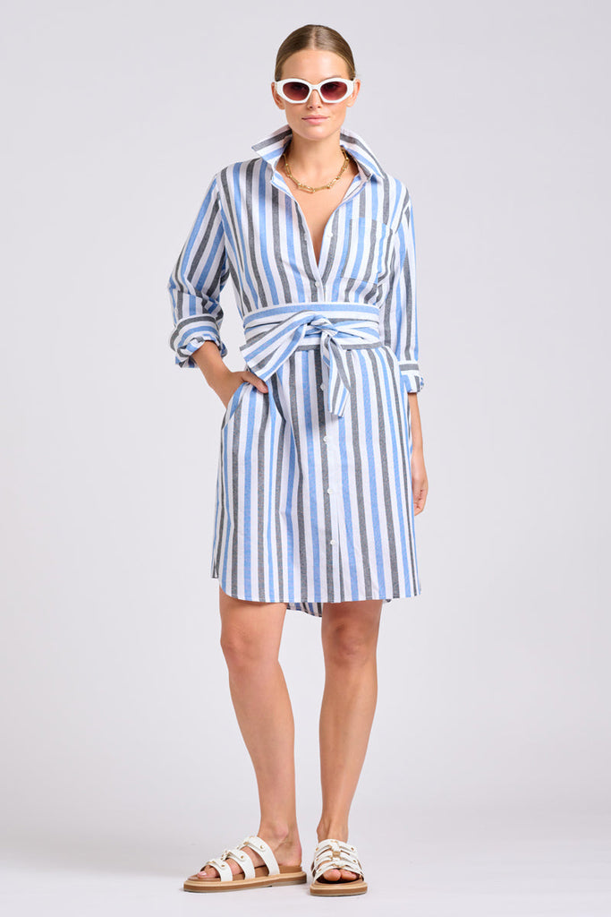 Shirty The Classic Shirt Dress - Blue Stripes