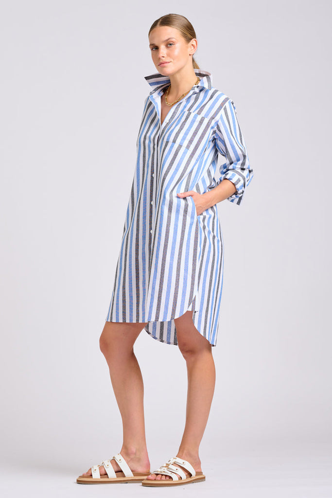 Shirty The Classic Shirt Dress - Blue Stripes