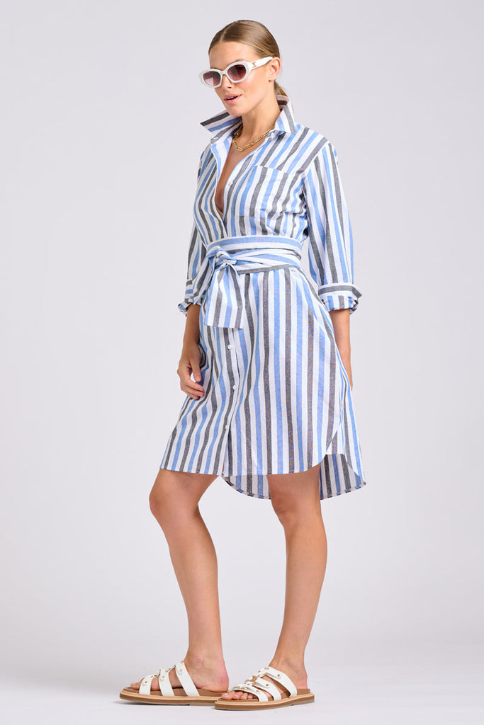 Shirty The Classic Shirt Dress - Blue Stripes