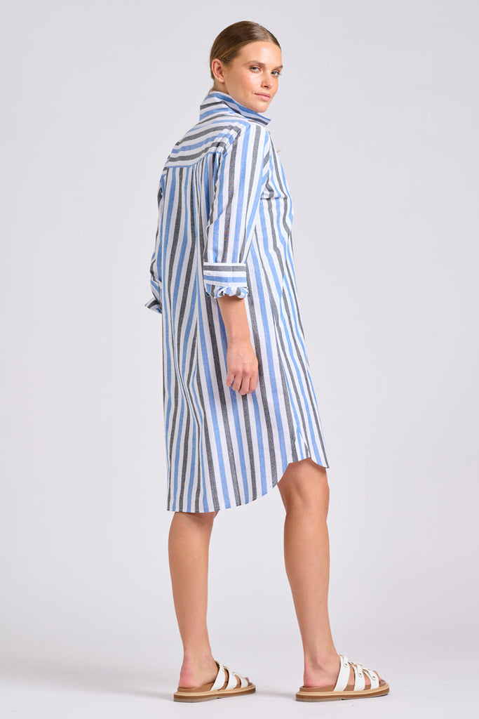 Shirty The Classic Shirt Dress - Blue Stripes