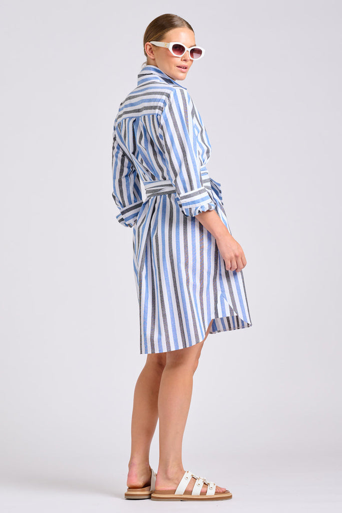 Shirty The Classic Shirt Dress - Blue Stripes