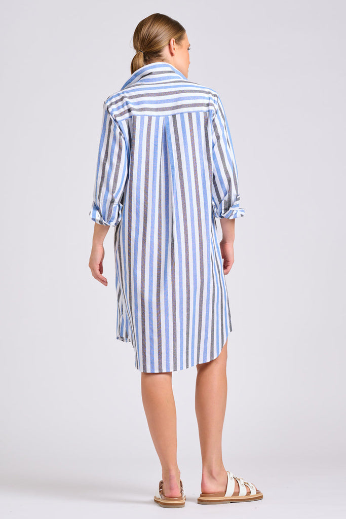 Shirty The Classic Shirt Dress - Blue Stripes
