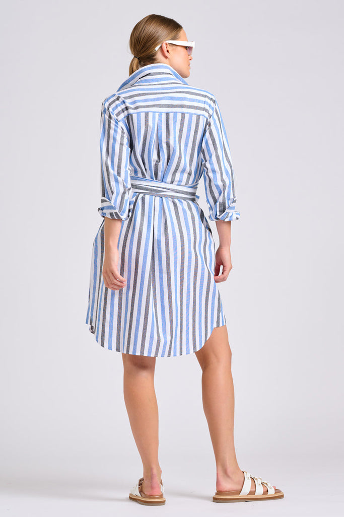 Shirty The Classic Shirt Dress - Blue Stripes