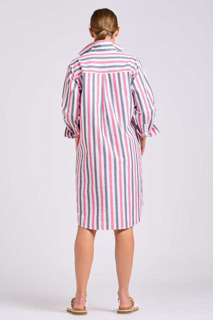 Shirty The Classic Shirt Dress - French Navy and Red Stripes