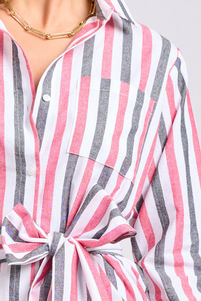 Shirty The Classic Shirt Dress - French Navy and Red Stripes