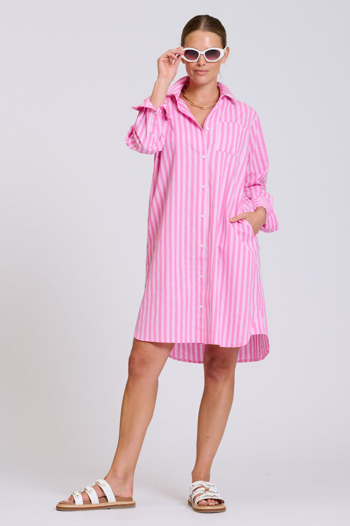 Shirty The Classic Shirtdress - Double Pink Stripe