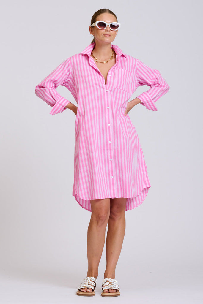 Shirty The Classic Shirtdress - Double Pink Stripe