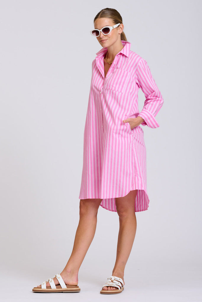 Shirty The Classic Shirtdress - Double Pink Stripe