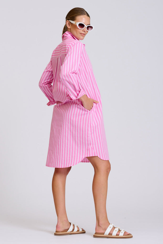 Shirty The Classic Shirtdress - Double Pink Stripe
