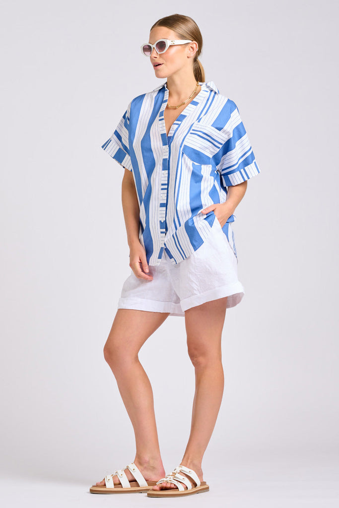Shirty The Ella Shirt - Azure Retro Stripe