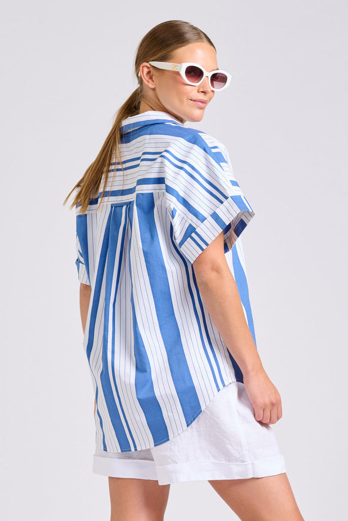 Shirty The Ella Shirt - Azure Retro Stripe
