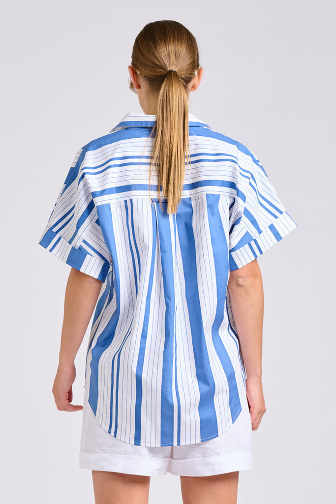 Shirty The Ella Shirt - Azure Retro Stripe