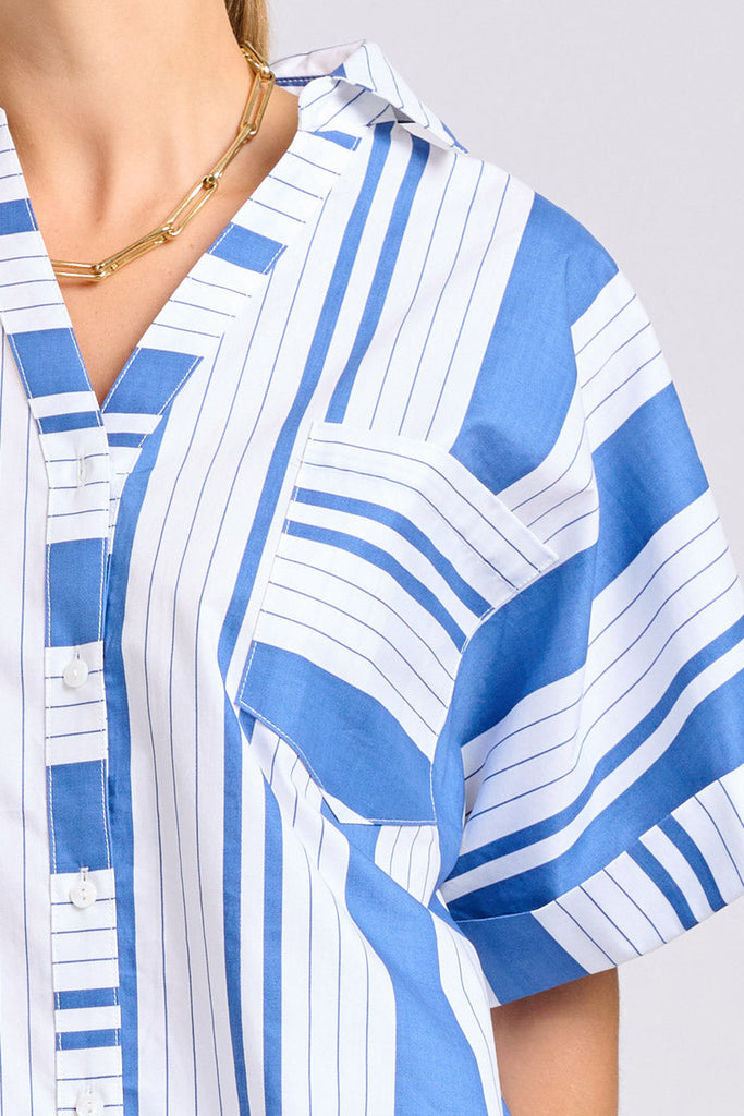 Shirty The Ella Shirt - Azure Retro Stripe