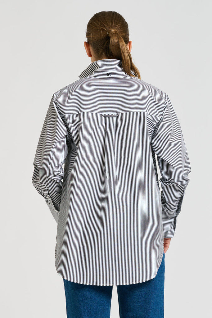 Shirty The Elodie Girlfriend Shirt - Black & White Stripe
