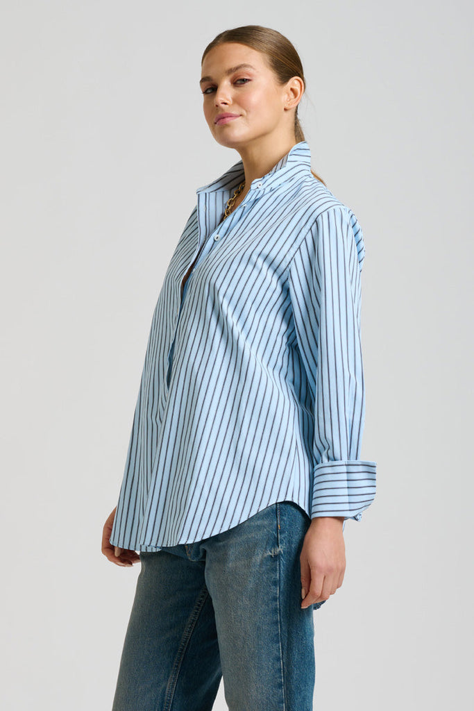 Shirty The Elodie Girlfriend Shirt - Blue Stripe