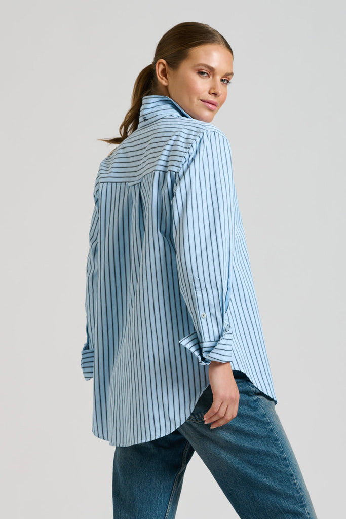 Shirty The Elodie Girlfriend Shirt - Blue Stripe