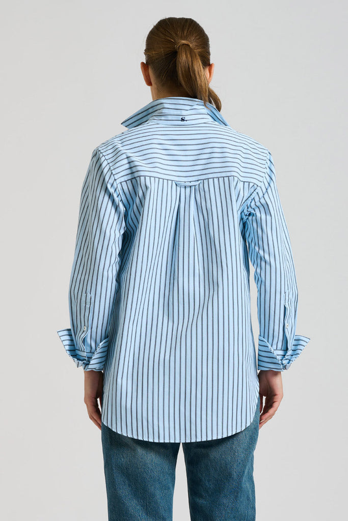 Shirty The Elodie Girlfriend Shirt - Blue Stripe