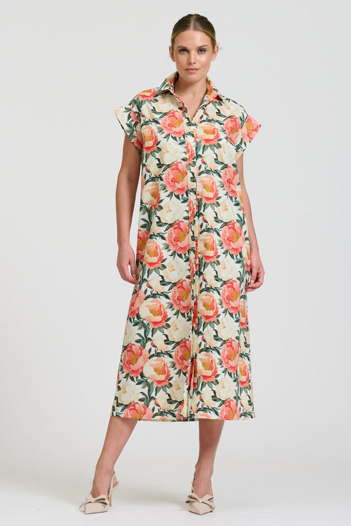 Shirty The Fifi Shirt Dress - Peony