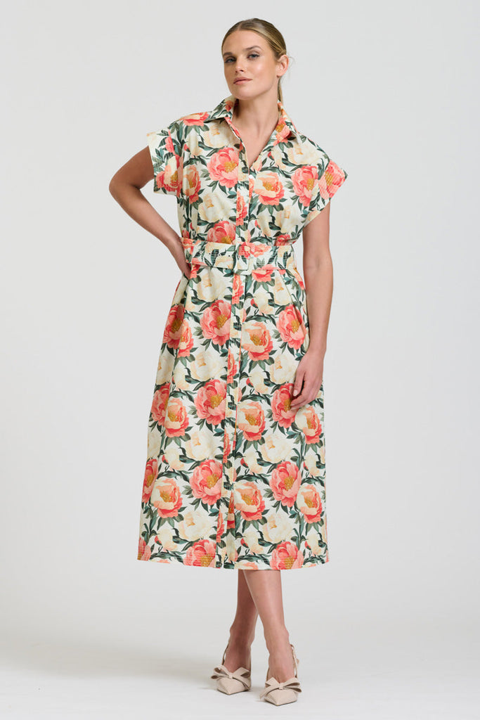 Shirty The Fifi Shirt Dress - Peony