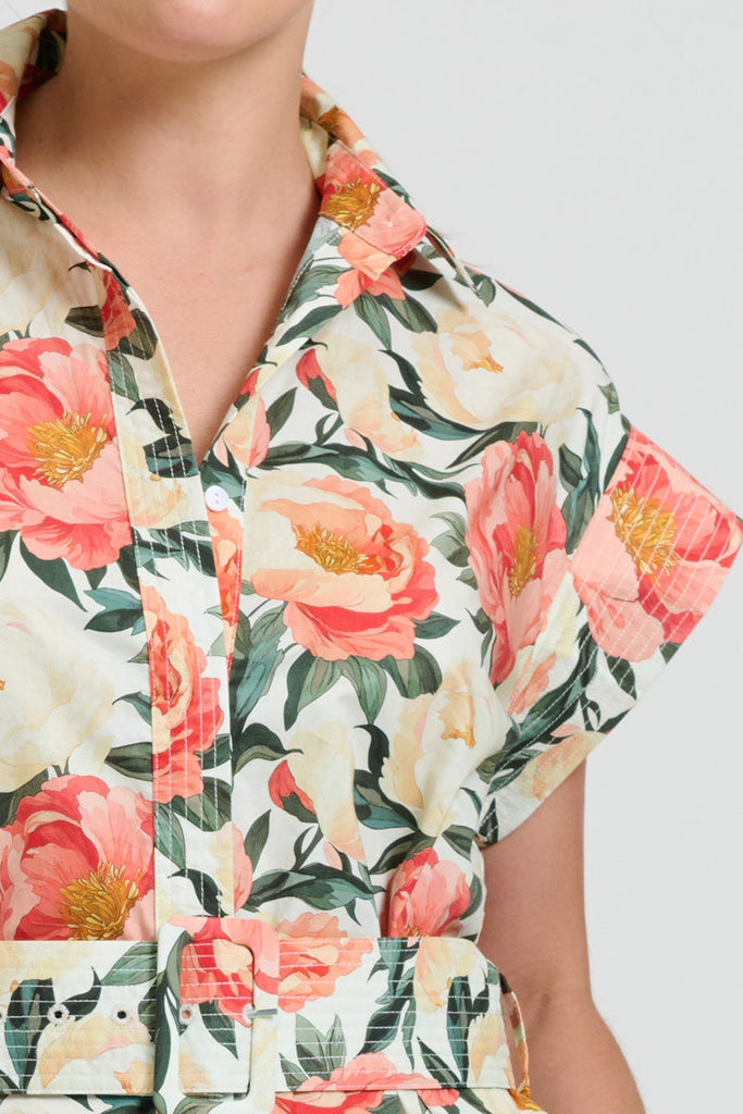 Shirty The Fifi Shirt Dress - Peony