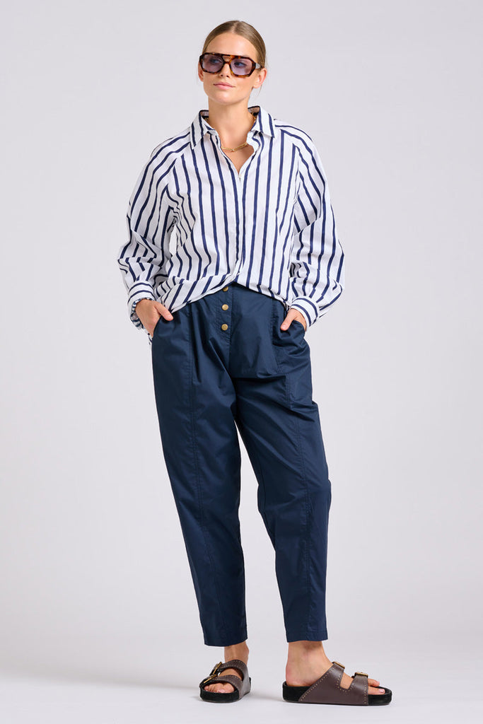 Shirty The Gigi Shirt - White With Navy Stripe