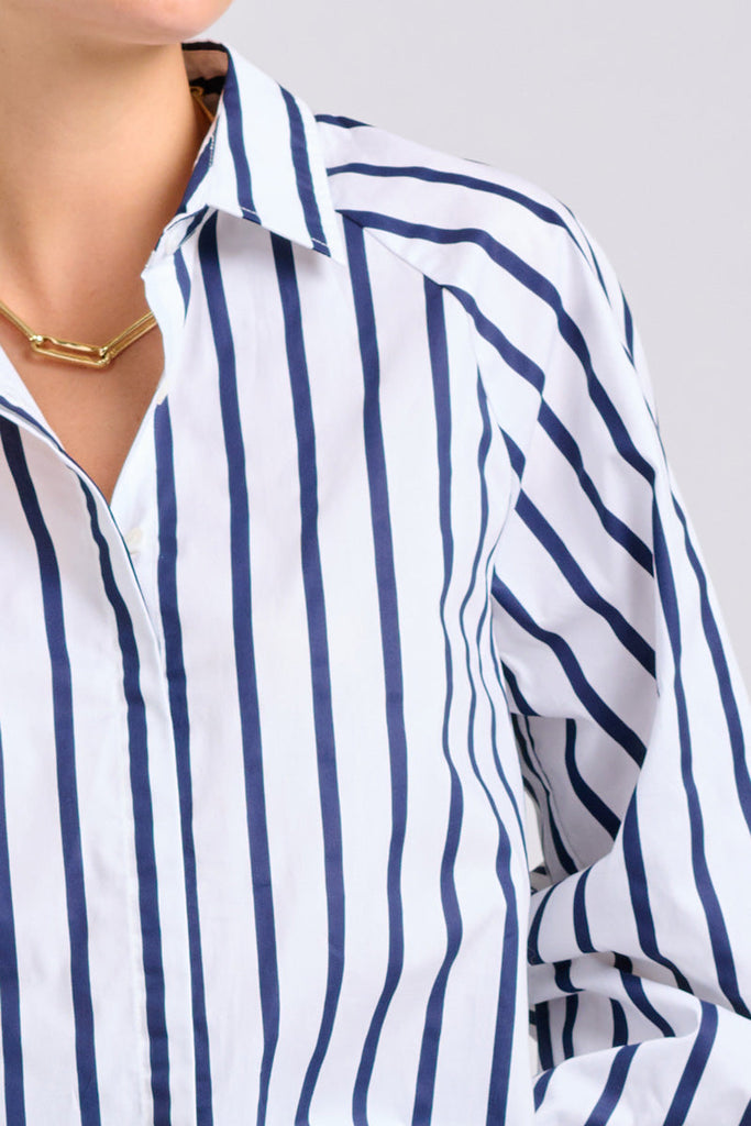 Shirty The Gigi Shirt - White With Navy Stripe