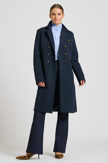 Shirty The Louise Long Line Coat - French Navy