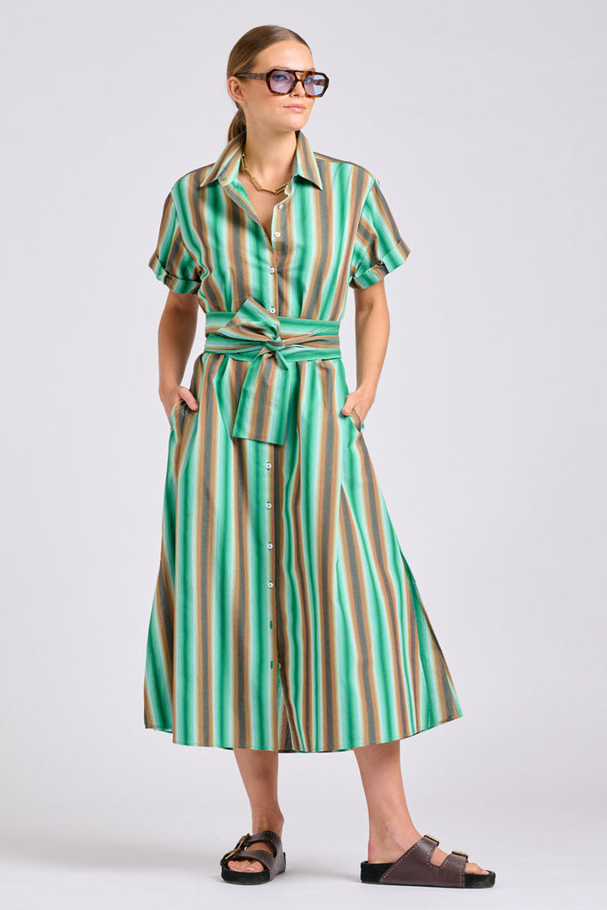 Shirty The Lucy Dress - Green Sky Stripe