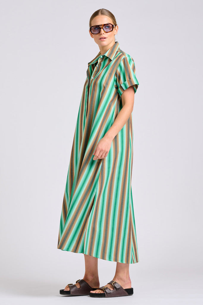 Shirty The Lucy Dress - Green Sky Stripe