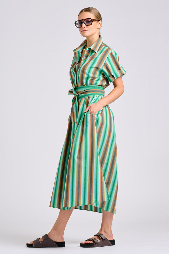 Shirty The Lucy Dress - Green Sky Stripe