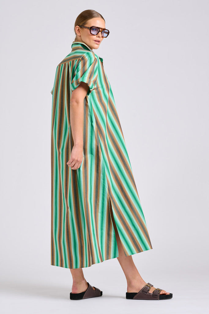 Shirty The Lucy Dress - Green Sky Stripe