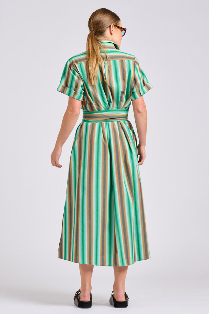 Shirty The Lucy Dress - Green Sky Stripe