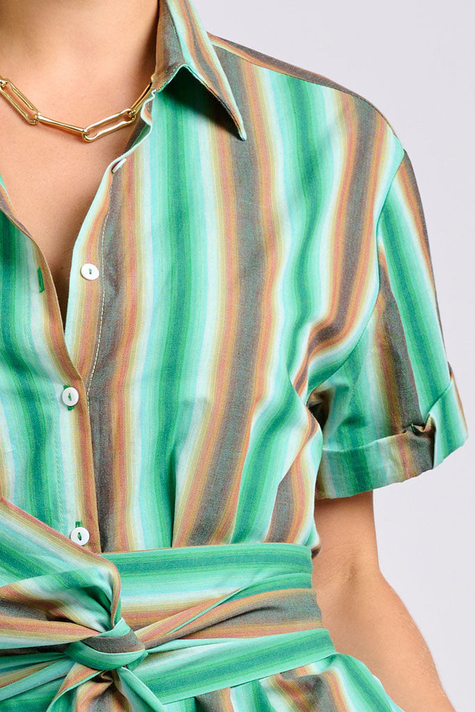 Shirty The Lucy Dress - Green Sky Stripe