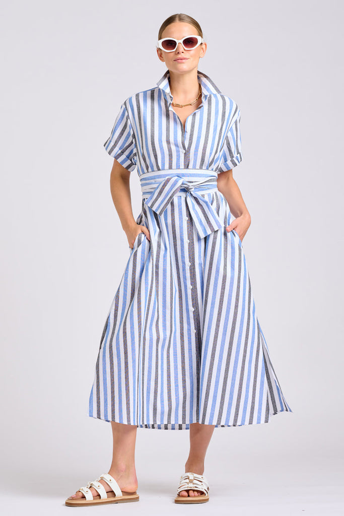 Shirty The Lucy Oversized Shirt Dress - Blue Stripes