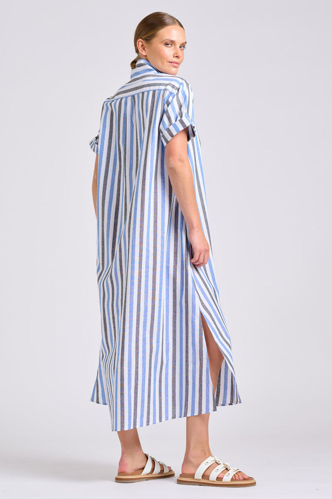 Shirty The Lucy Oversized Shirt Dress - Blue Stripes