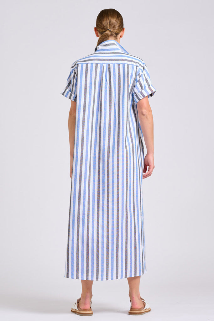 Shirty The Lucy Oversized Shirt Dress - Blue Stripes