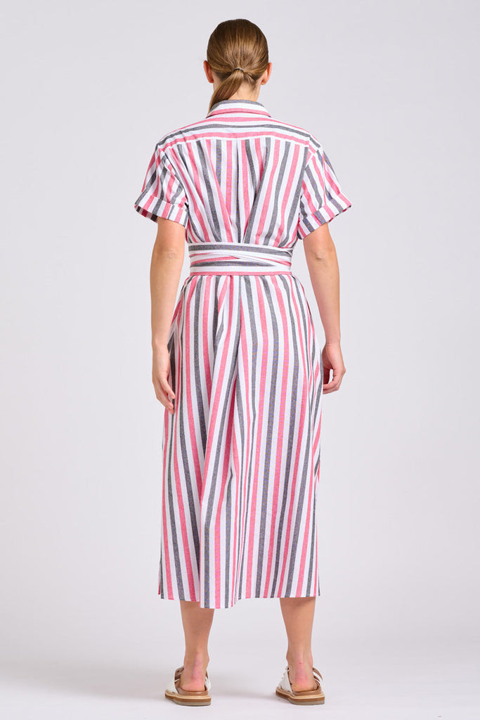 Shirty The Lucy Oversized Shirt Dress - French Navy and Red Stripes