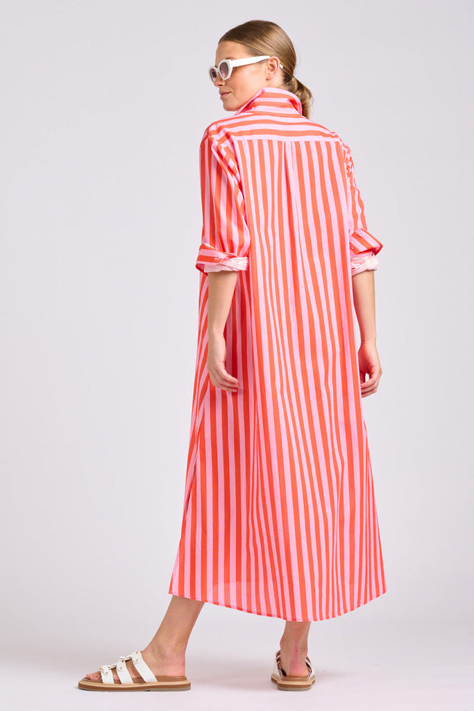 Shirty The Luna Dress - Pink Papaya Stripe