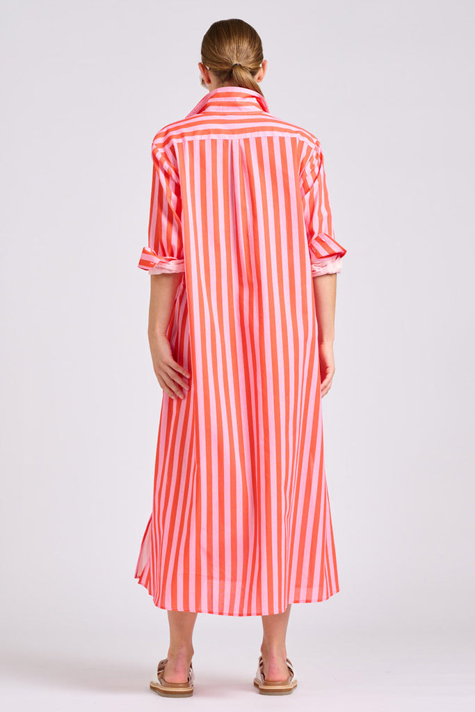 Shirty The Luna Dress - Pink Papaya Stripe