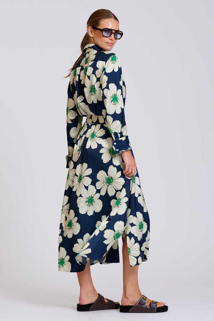 Shirty The Luxe Luna Longline Shirt Dress - Navy and Green Floral