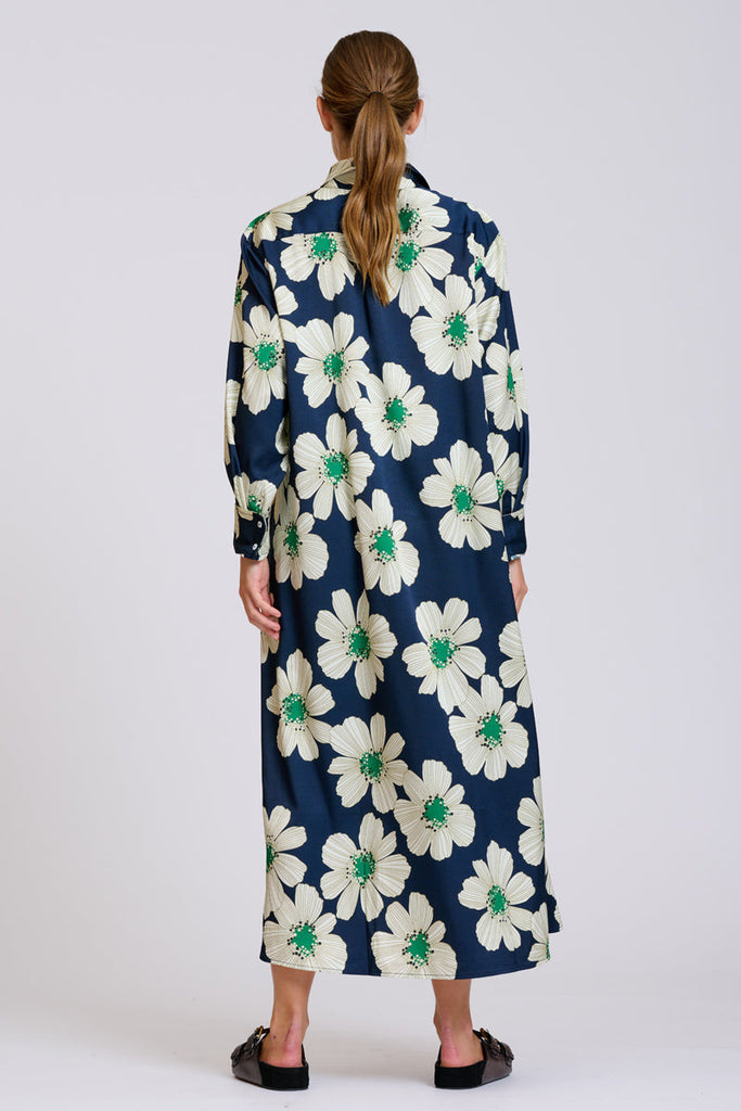 Shirty The Luxe Luna Longline Shirt Dress - Navy and Green Floral