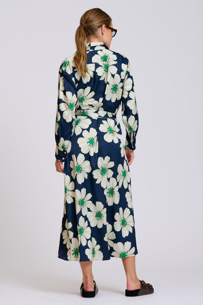 Shirty The Luxe Luna Longline Shirt Dress - Navy and Green Floral