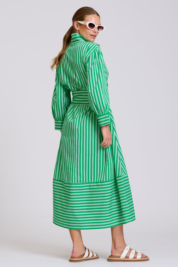 Shirty The Martha Oversized Shirt Dress - Double Green Stripe