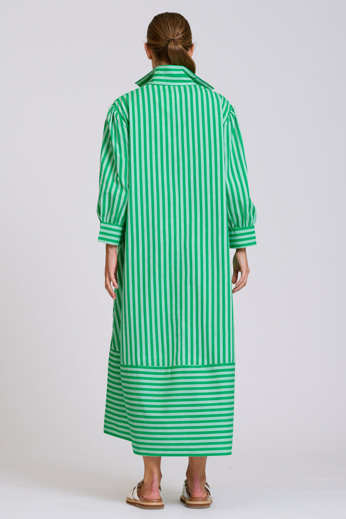 Shirty The Martha Oversized Shirt Dress - Double Green Stripe
