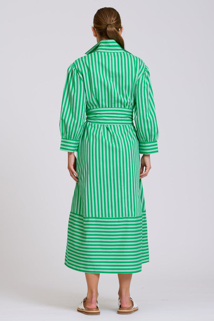 Shirty The Martha Oversized Shirt Dress - Double Green Stripe