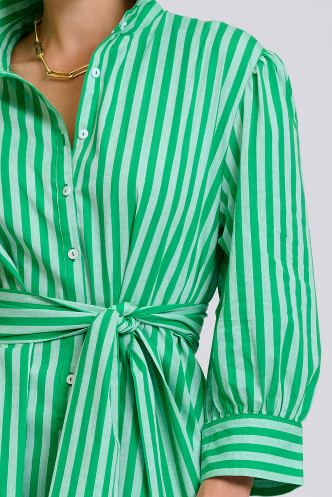 Shirty The Martha Oversized Shirt Dress - Double Green Stripe